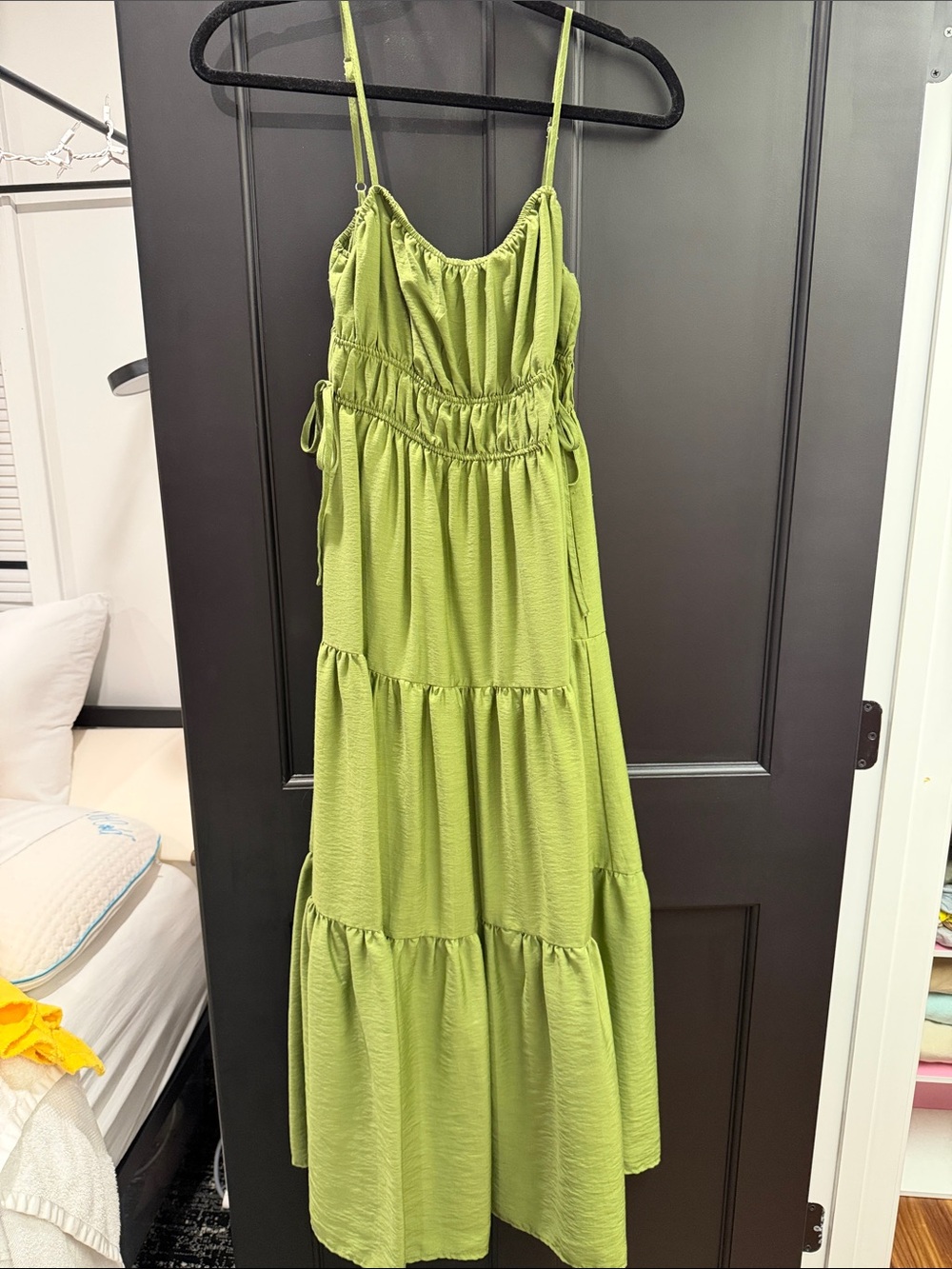Blu Pepper Lime Green Tiered Maxi Dress